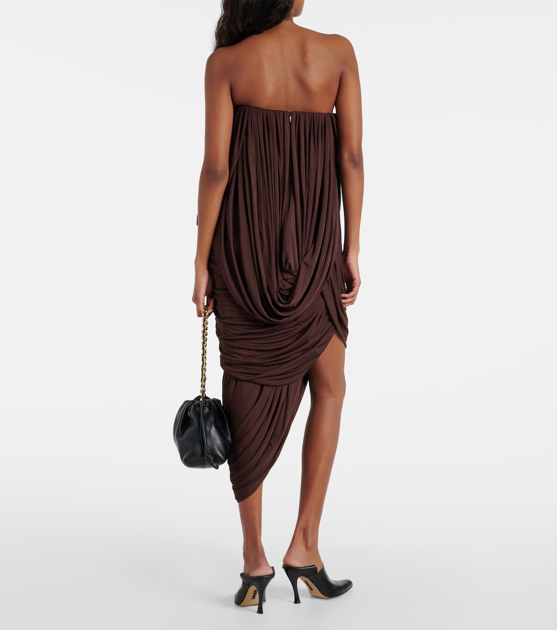 Pleated crêpe jersey bustier dress | Loewe