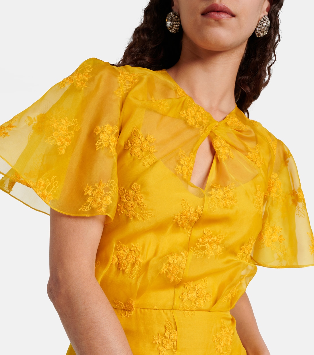Vestido midi de organza de seda con apliques | Erdem