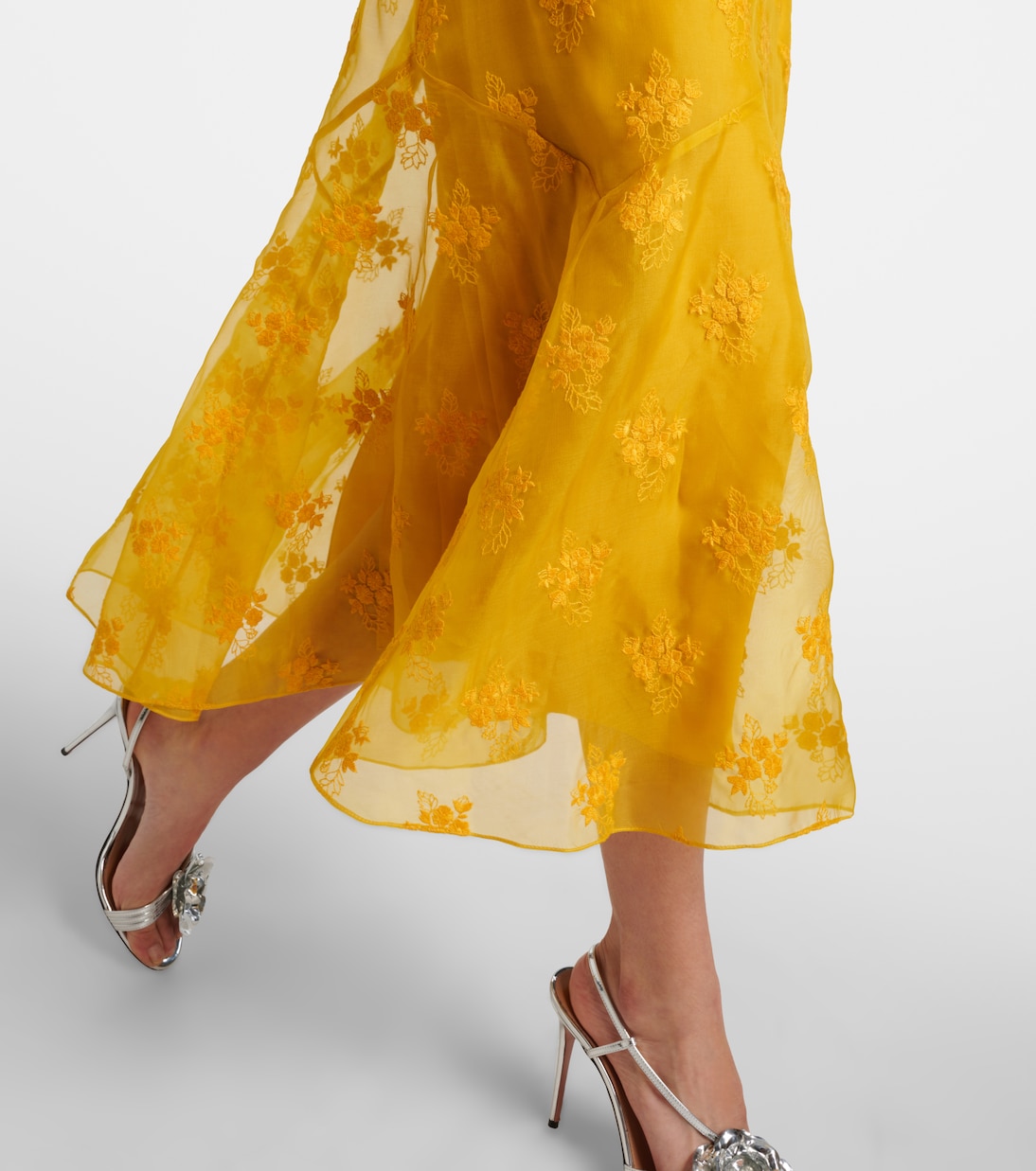 Vestido midi de organza de seda con apliques | Erdem