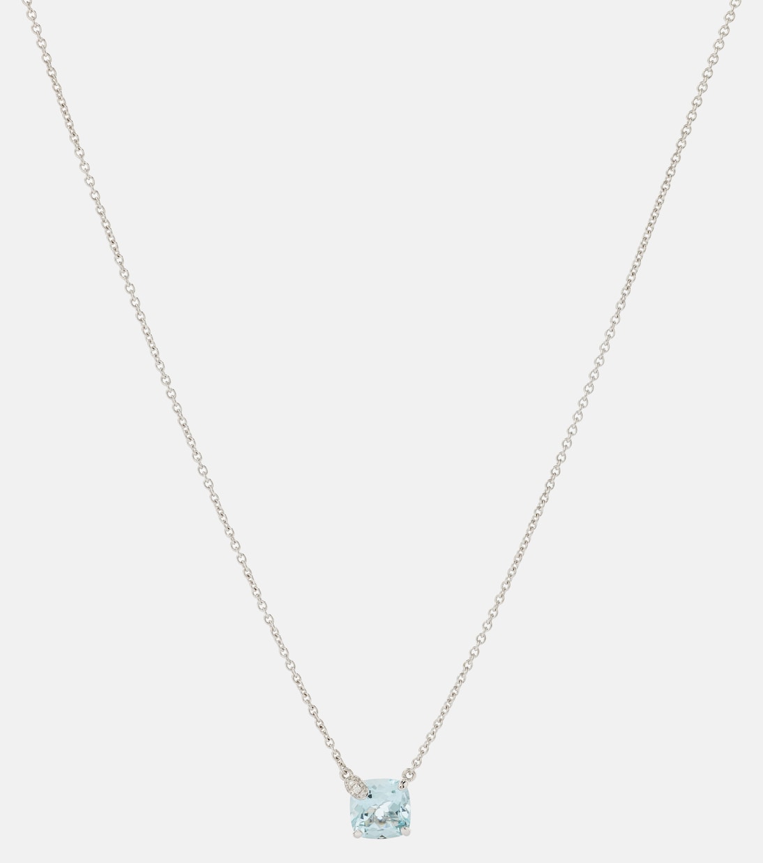 Collana Peekaboo in oro bianco 18kt con acquamarina e diamanti, gioiello raffinato per giovani eleganti