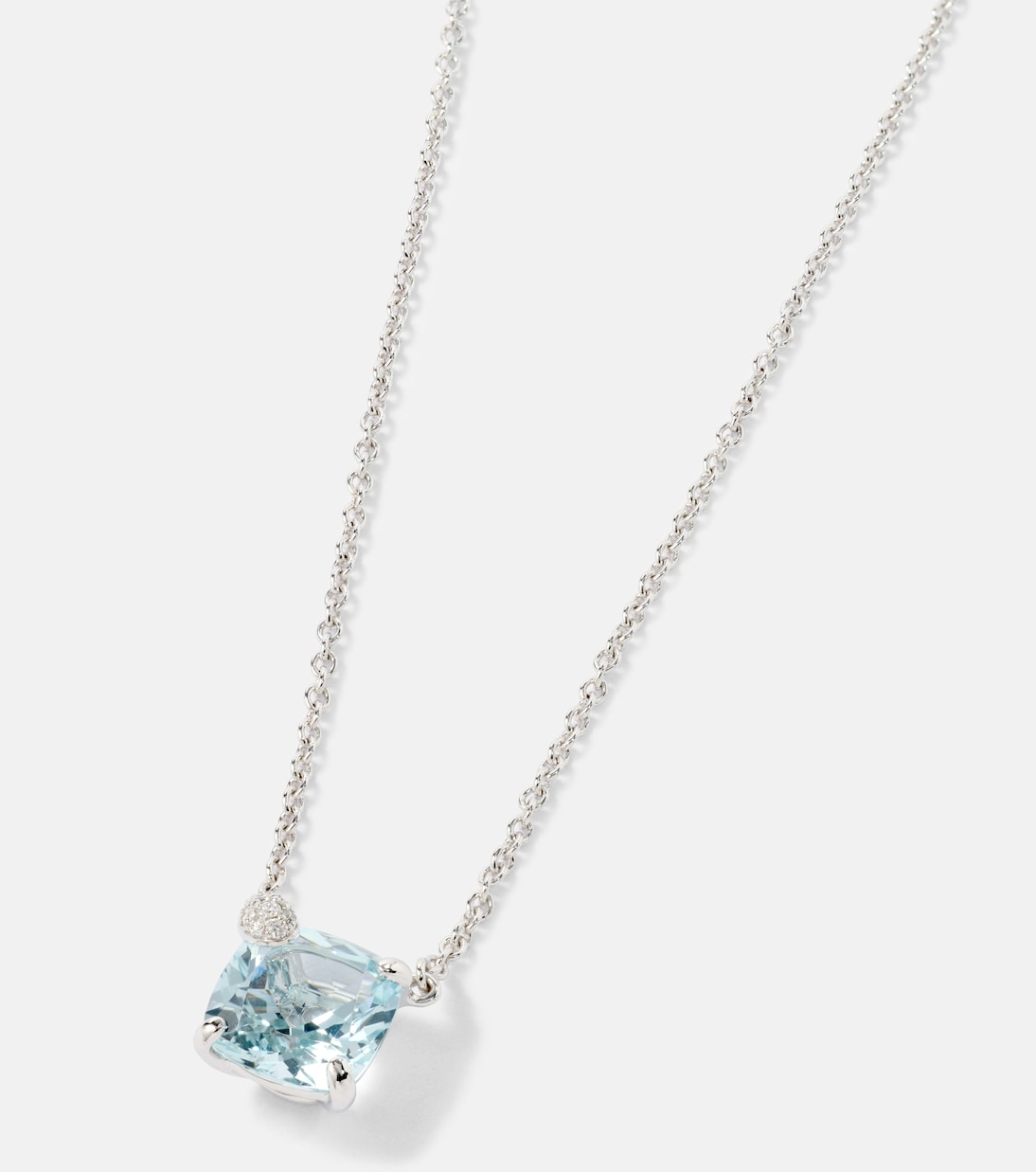 Collana Peekaboo in oro bianco 18kt con acquamarina e diamanti, gioiello raffinato per giovani eleganti