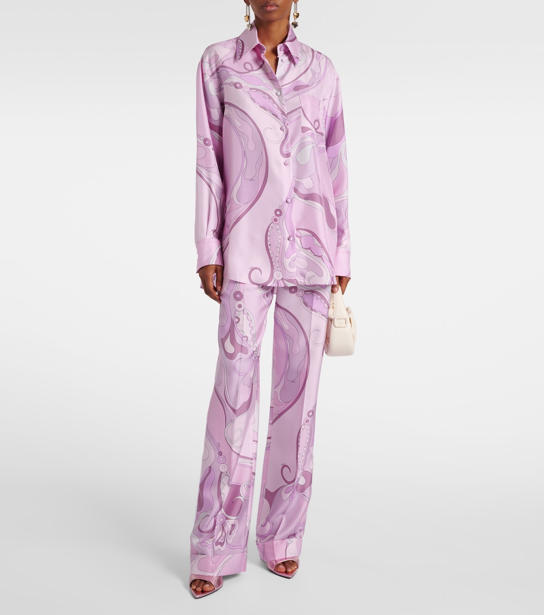 Pantaloni a gamba larga Orchidee in twill di seta | Pucci
