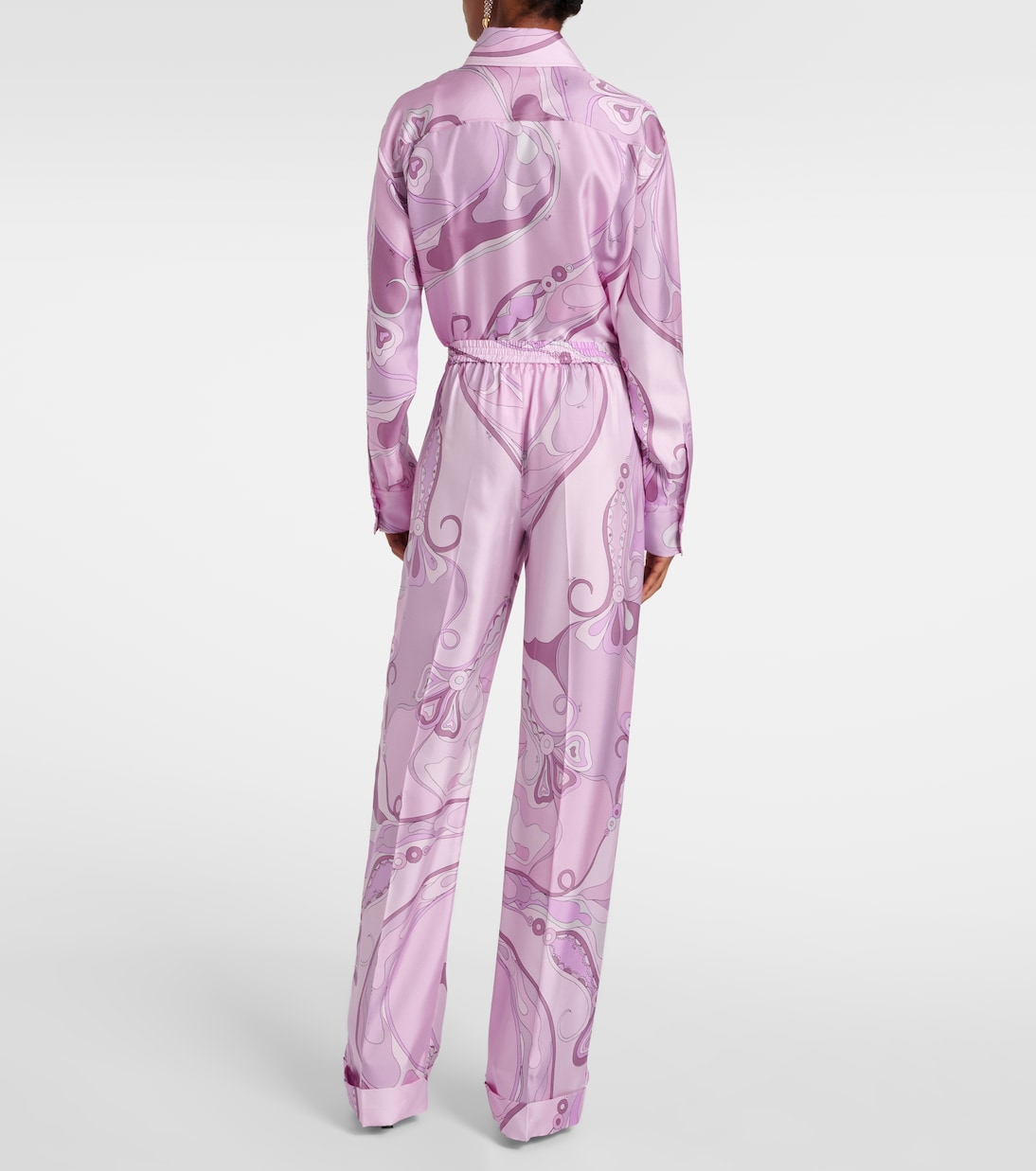 Pantaloni a gamba larga Orchidee in twill di seta | Pucci