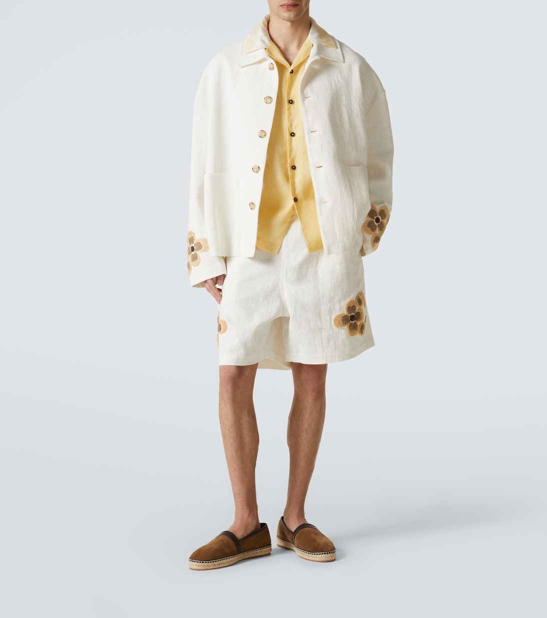 Giacca in lino e cotone bouclé a fiori | Commas
