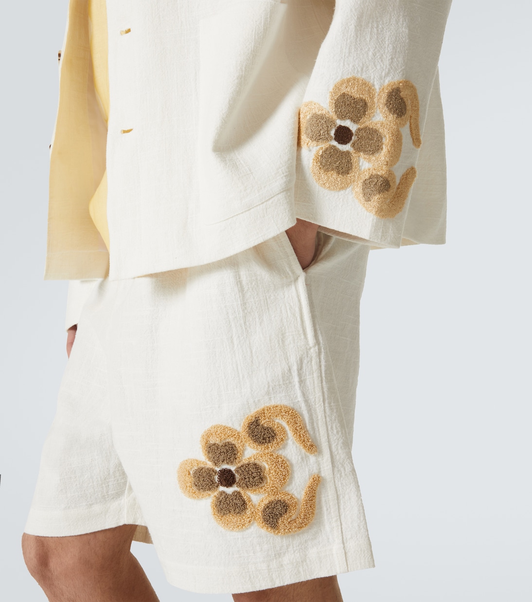 Giacca in lino e cotone bouclé a fiori | Commas