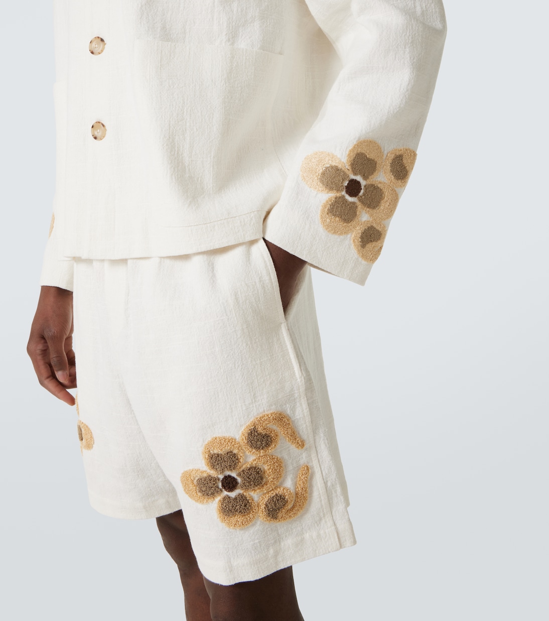Giacca in lino e cotone bouclé a fiori | Commas