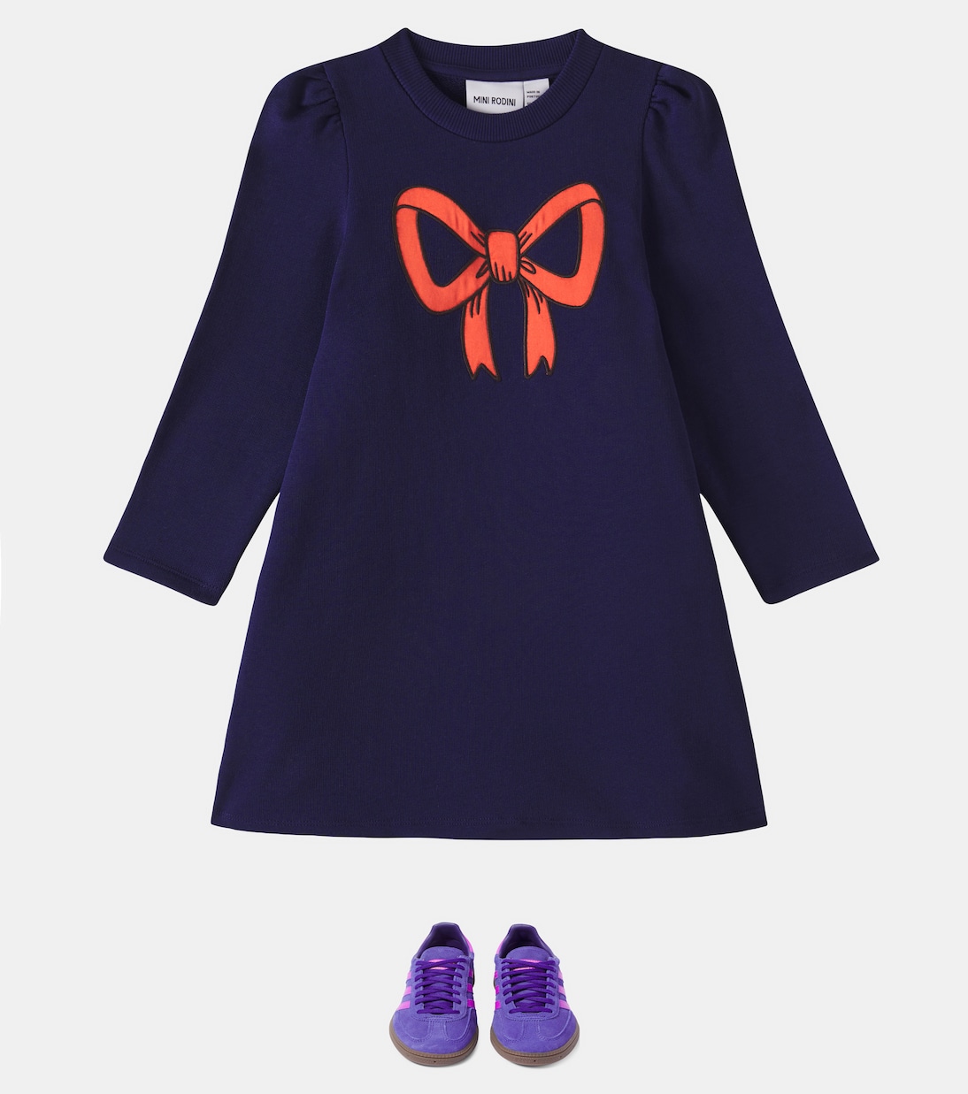 Abito chemisier in cotone con fiocco | Mini Rodini