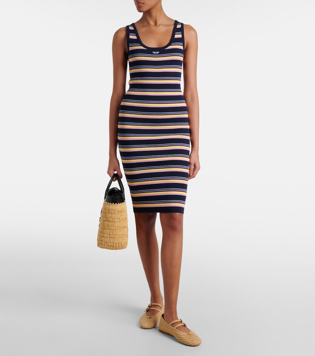 Abito in cotone a righe | Prada