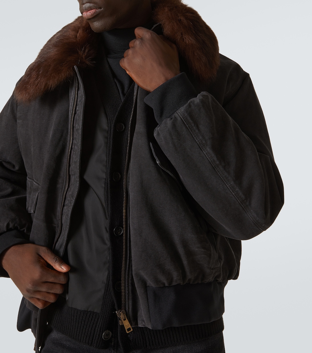 Bomberjacke aus Baumwolle mit Shearling | Prada