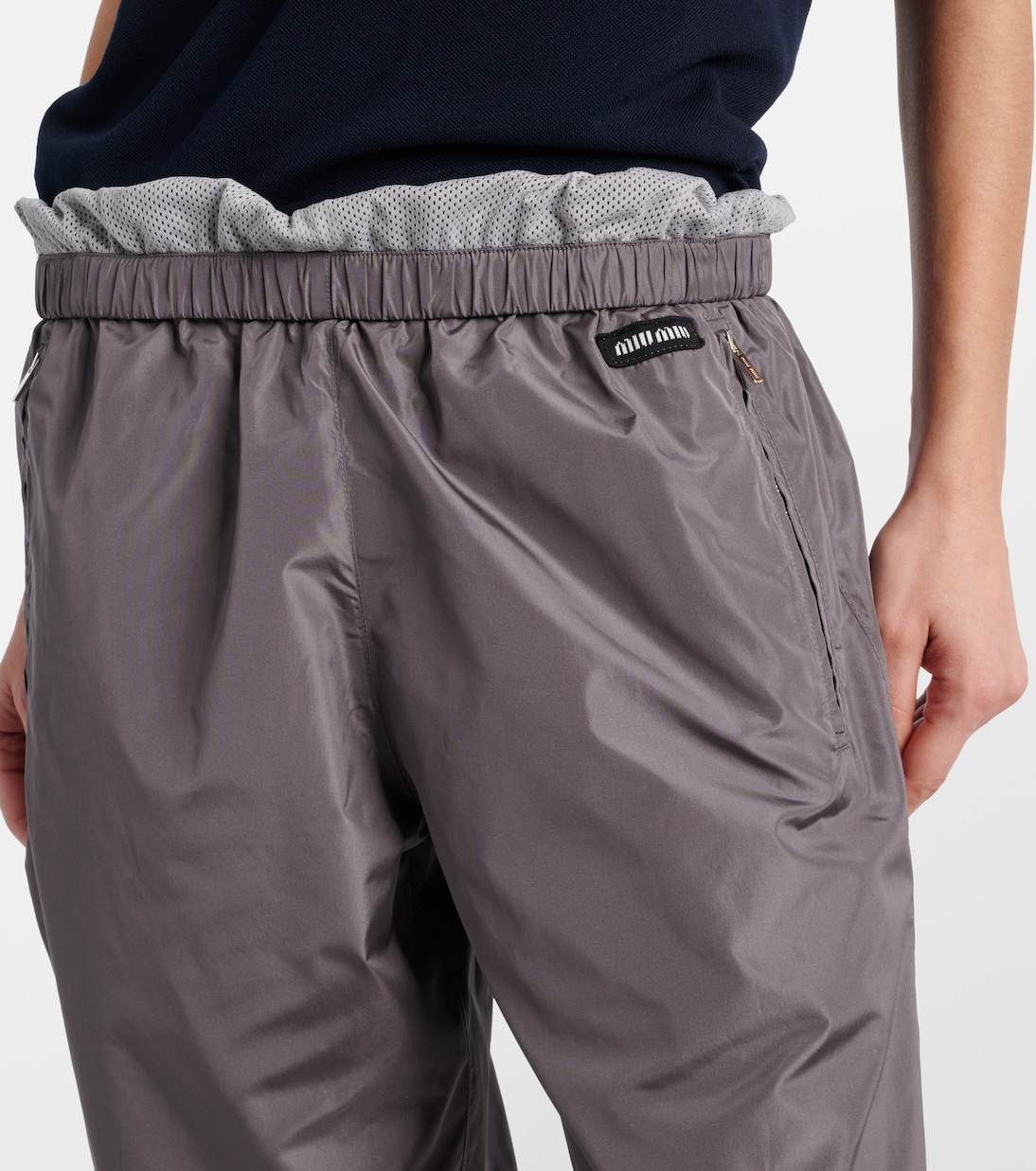 Mesh-trimmed technical straight pants | Miu Miu