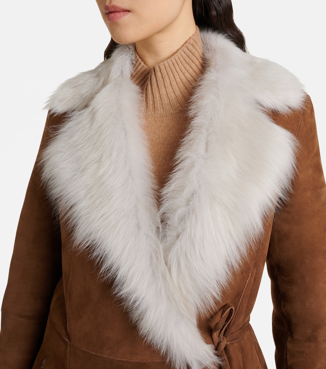 Manteau Joni en daim et shearling | Nour Hammour