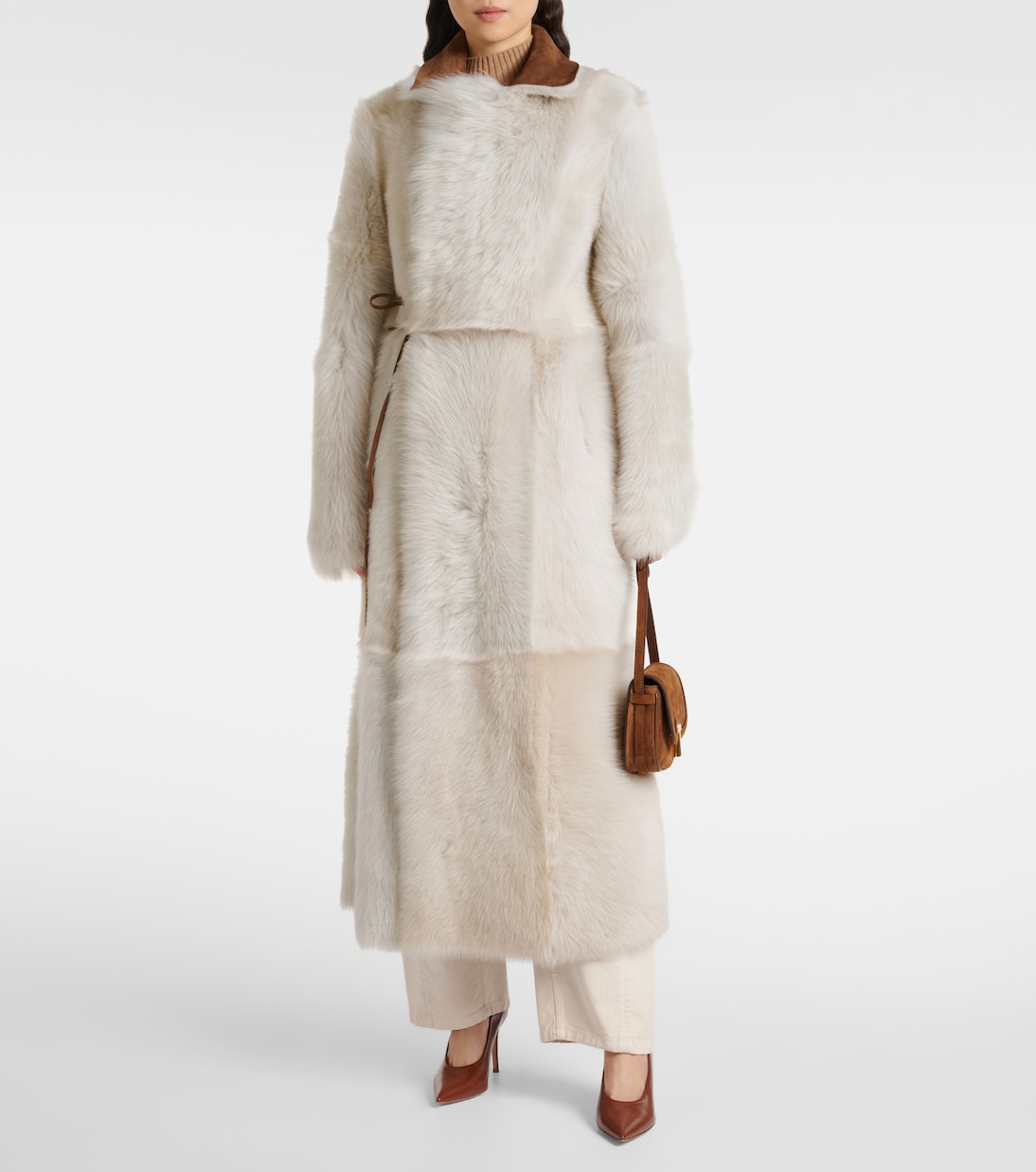 Manteau Joni en daim et shearling | Nour Hammour
