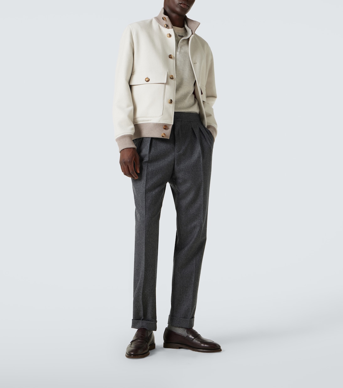 Pleated virgin wool slim pants | Brunello Cucinelli