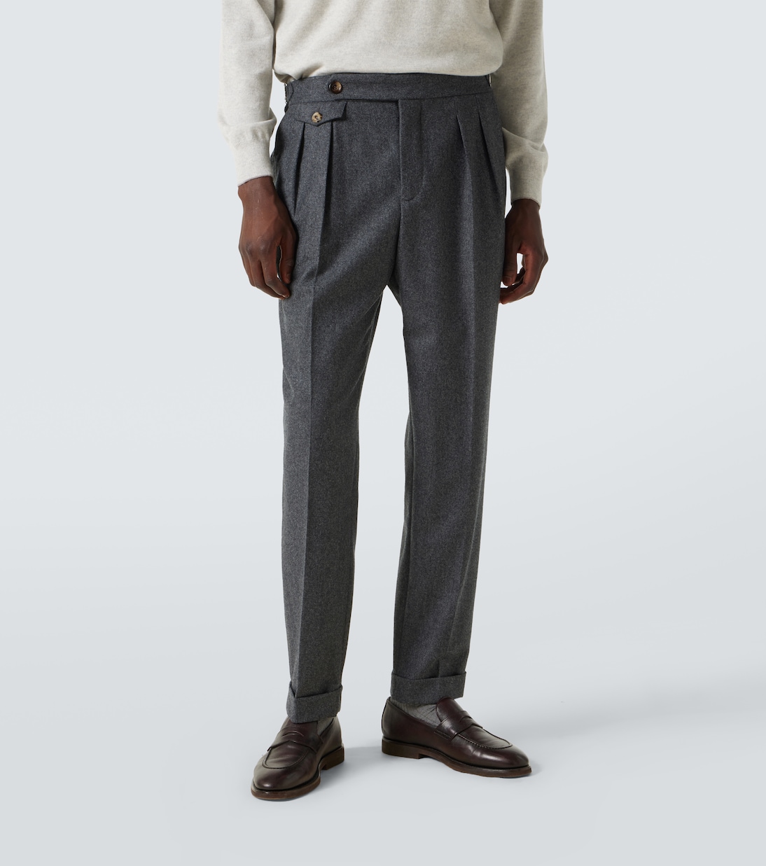 Pleated virgin wool slim pants | Brunello Cucinelli