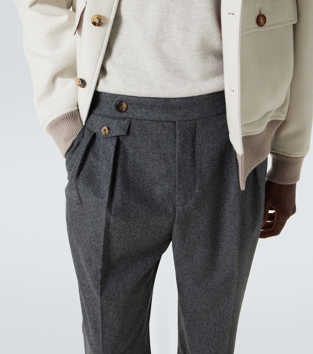 Pleated virgin wool slim pants | Brunello Cucinelli