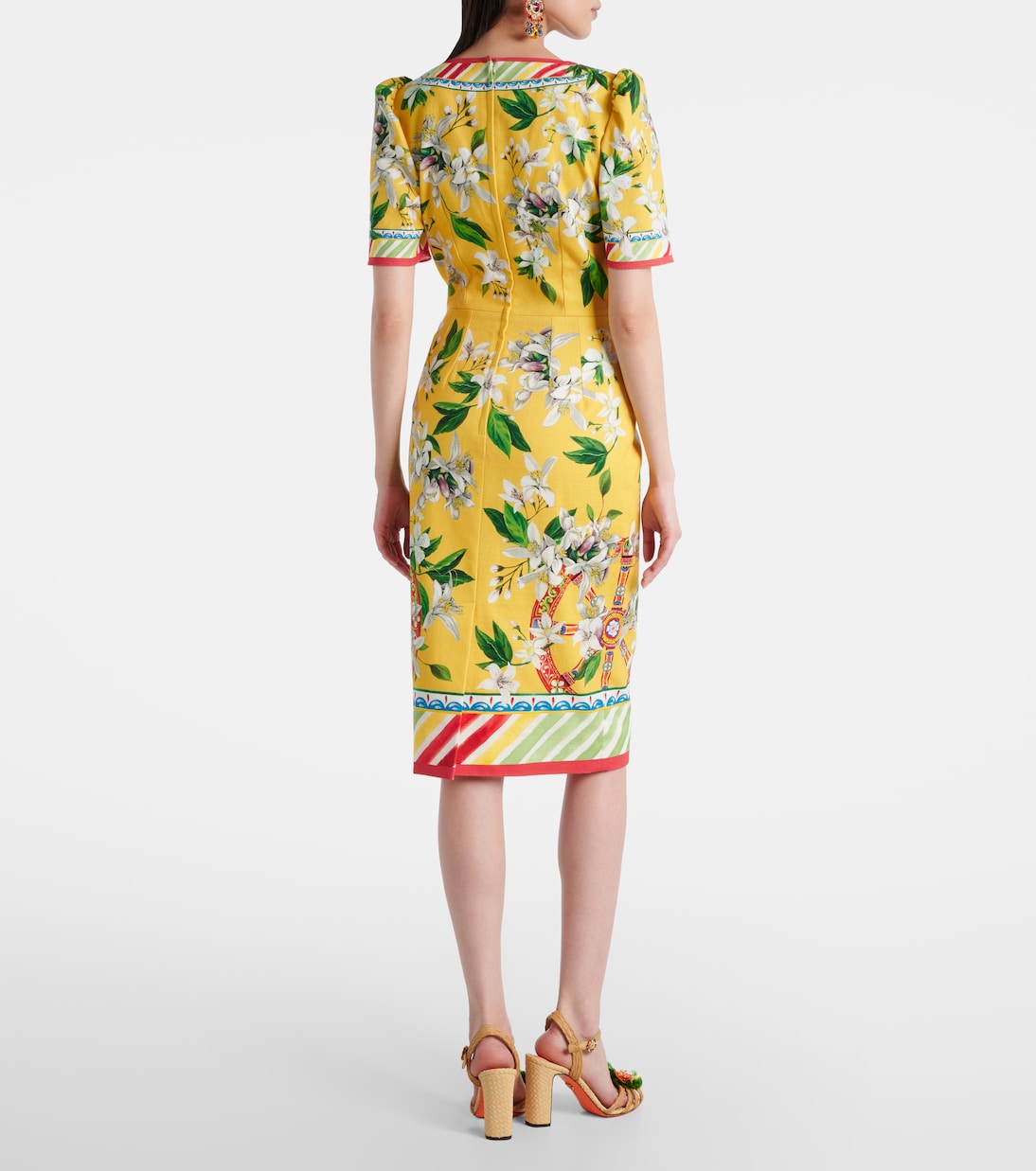 Abito midi in misto cotone con stampa | Dolce&Gabbana