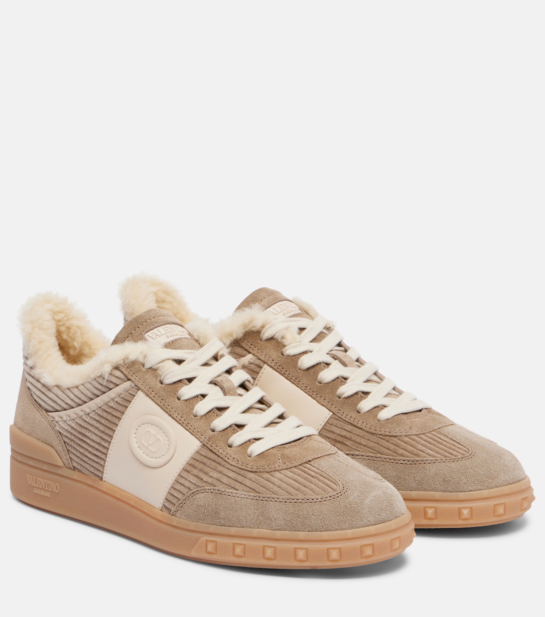 Baskets Upvillage en daim et velours côtelé | Valentino Garavani