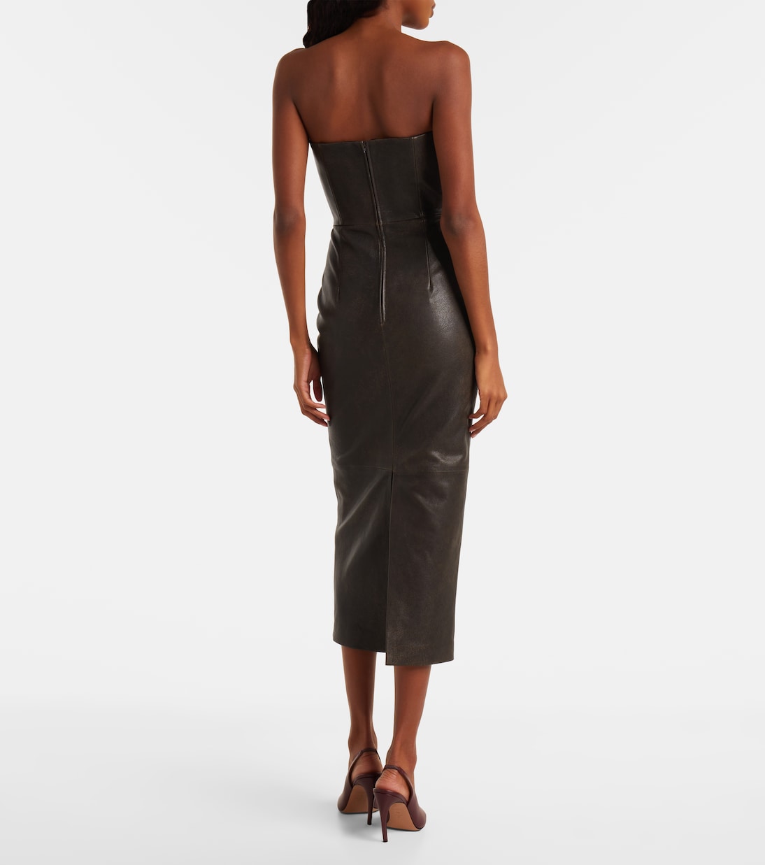 Vestido midi de piel | Alex Perry