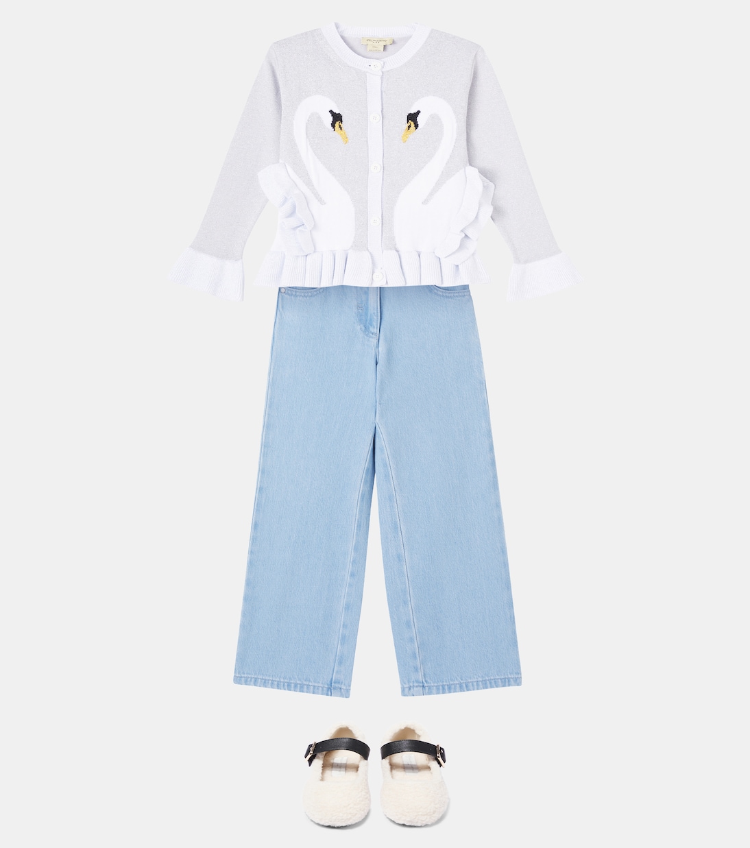 러플 코튼 블렌드 자카드 카디건 | Stella McCartney Kids