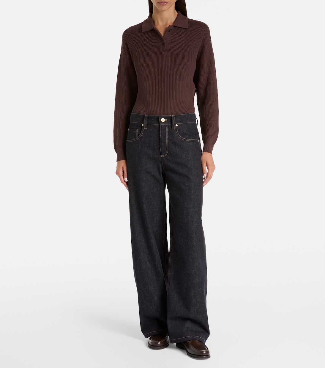 Jeans anchos de tiro medio | Brunello Cucinelli