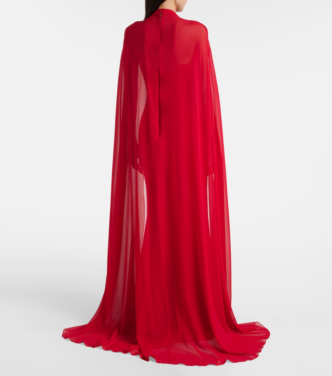 Bow-detail caped silk-blend gown | Elie Saab
