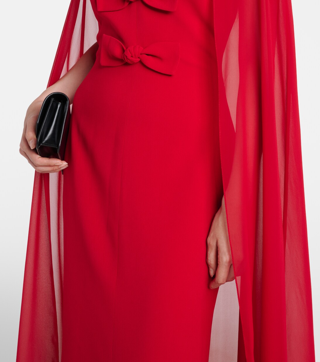 Bow-detail caped silk-blend gown | Elie Saab