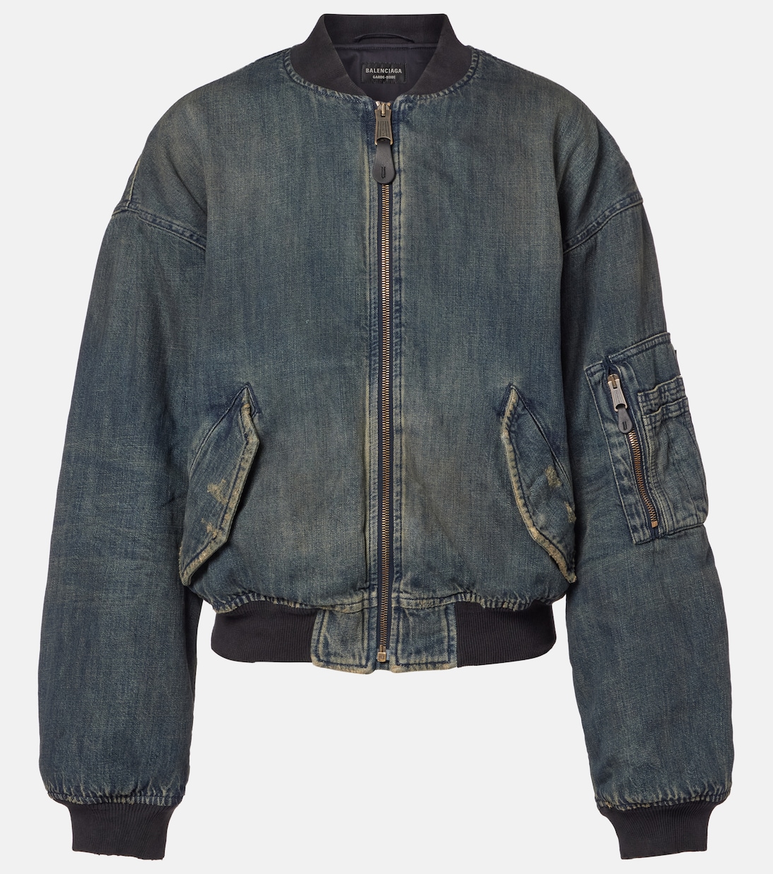 Chaqueta bomber de denim con efecto desgastado | Balenciaga