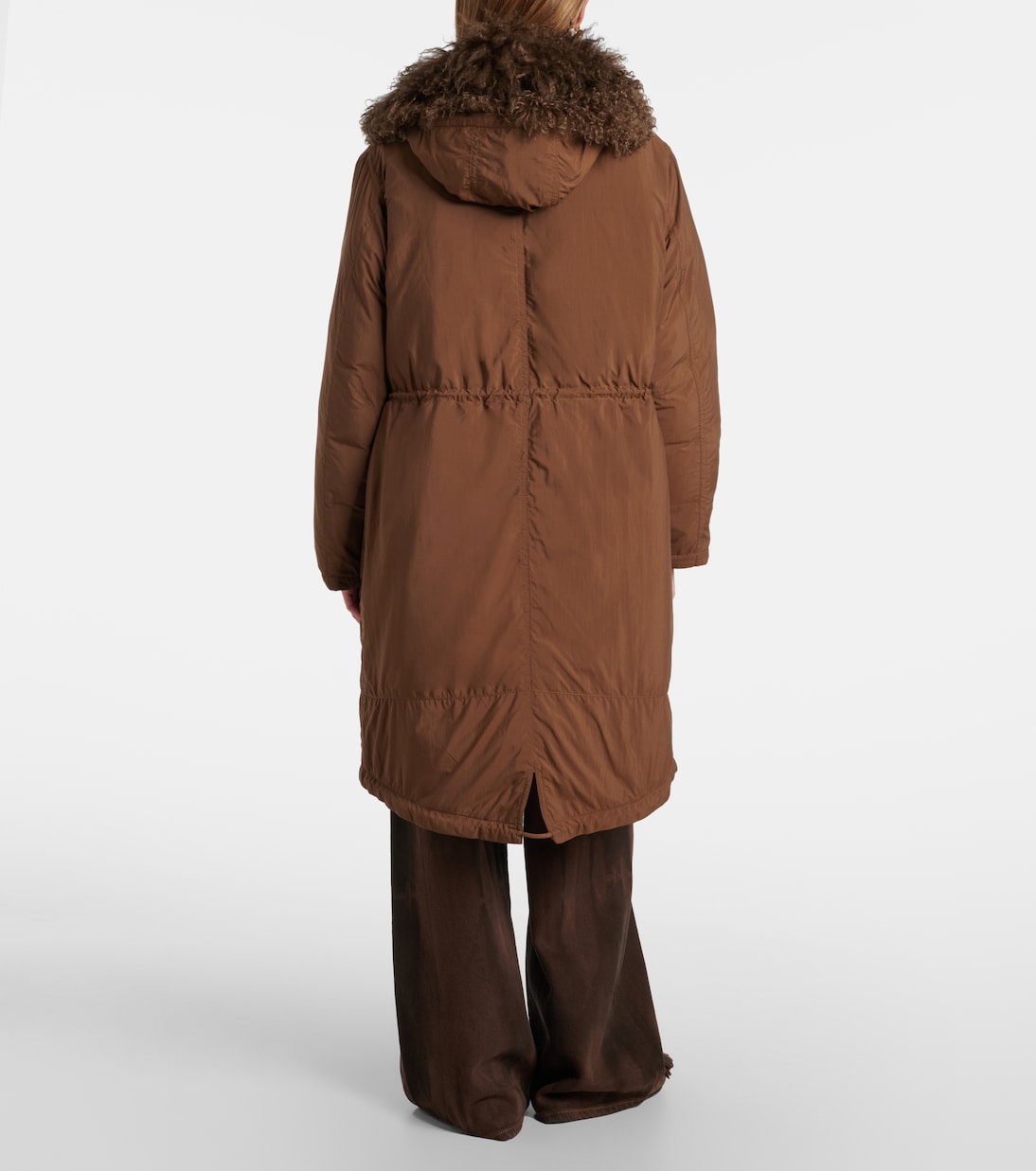 Doudoune shearling-trimmed down coat | Yves Salomon