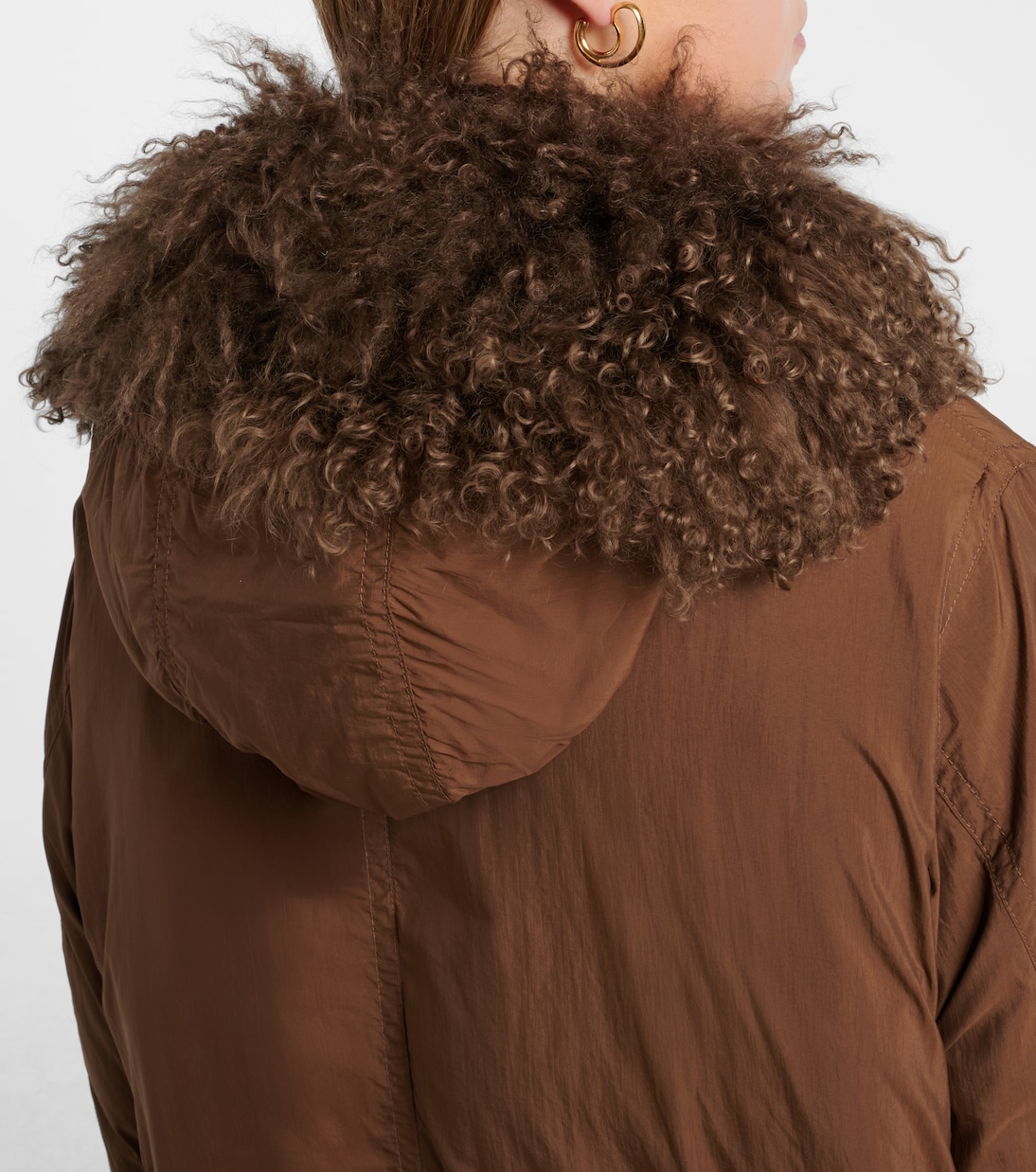 Doudoune shearling-trimmed down coat | Yves Salomon