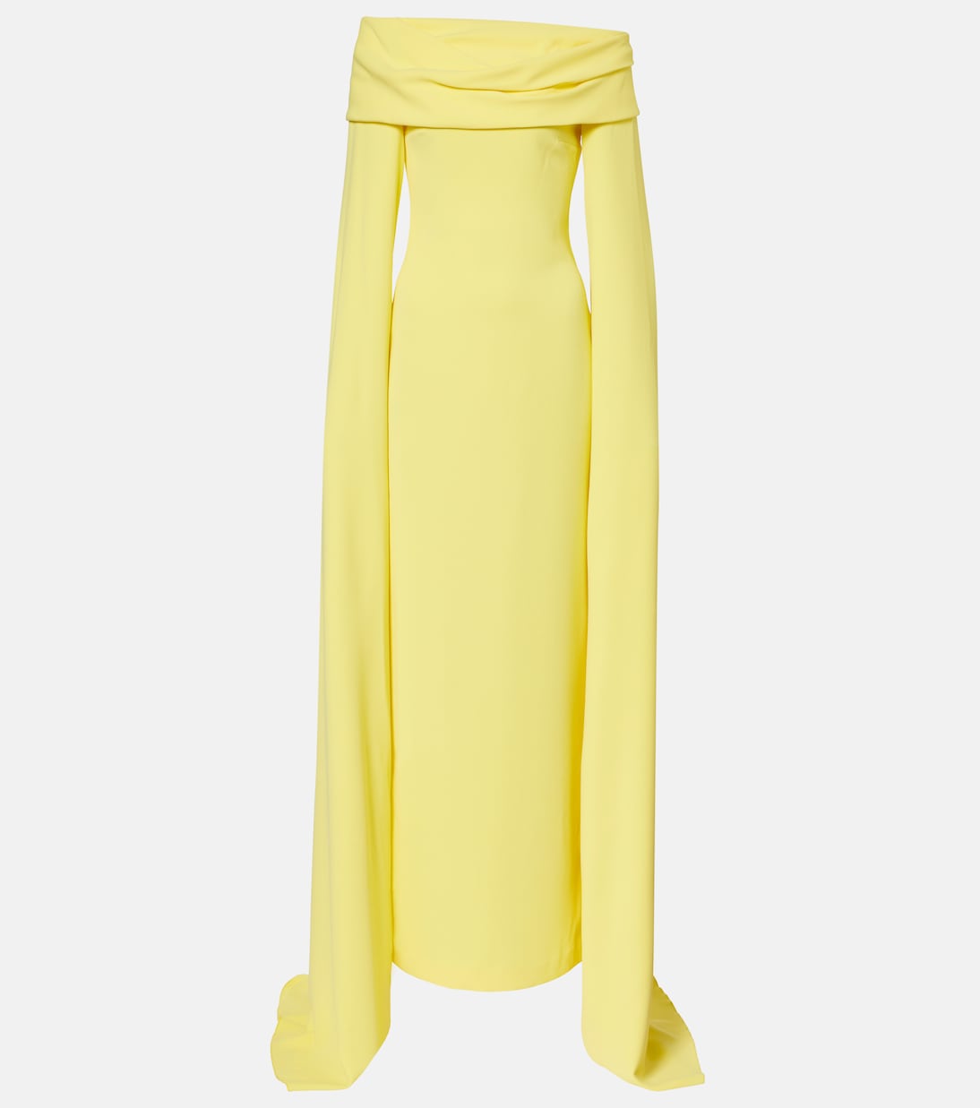 Vestido de fiesta Nuri de crepé con capa | Solace London