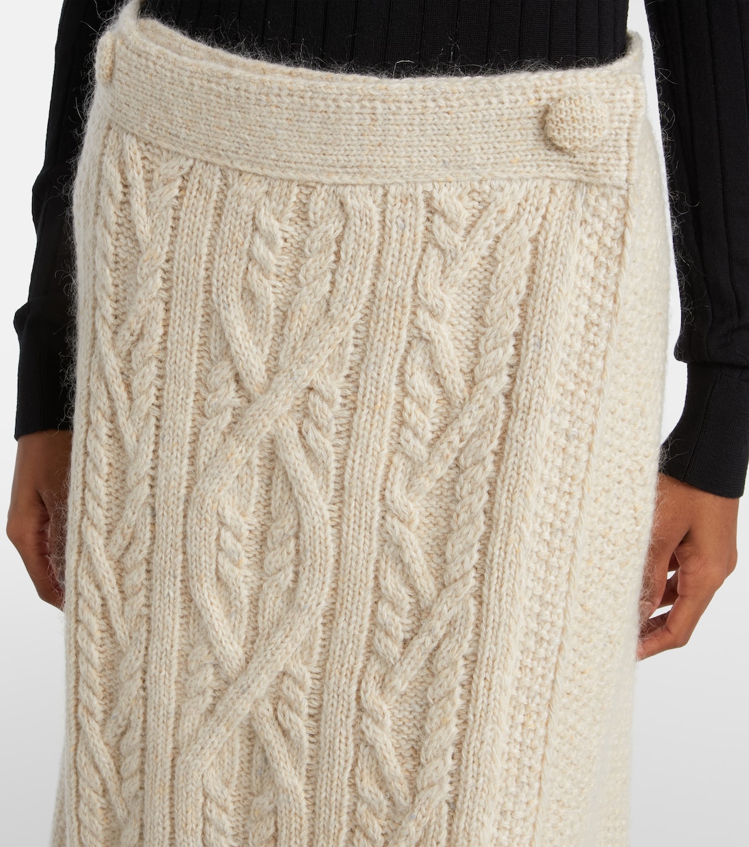 Falda midi trenzada de lana y mohair | Moncler Grenoble