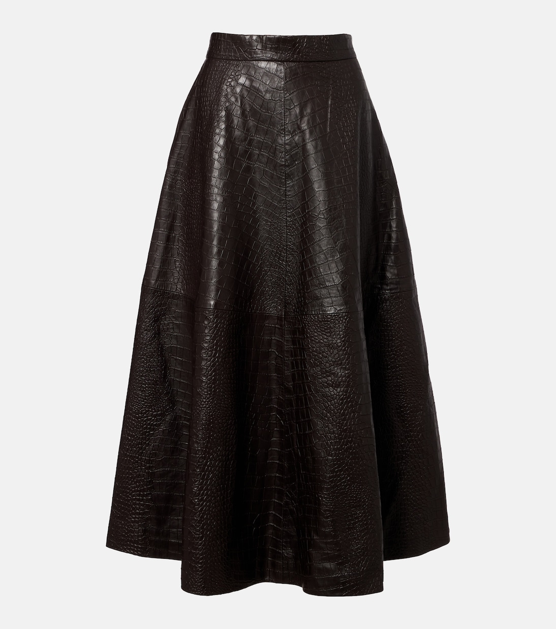 Crocodile-effect leather midi skirt | Róhe
