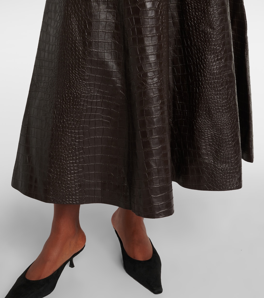 Crocodile-effect leather midi skirt | Róhe