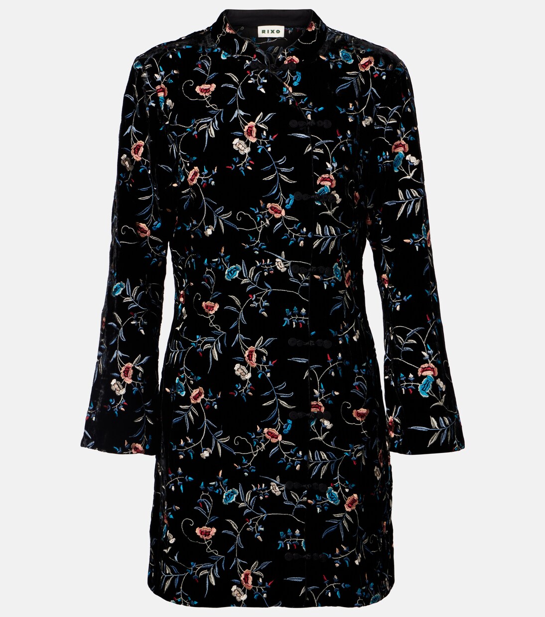 Vestido corto Delphina de terciopelo bordado | Rixo