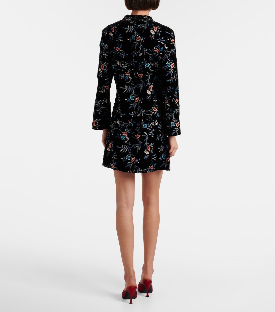Vestido corto Delphina de terciopelo bordado | Rixo