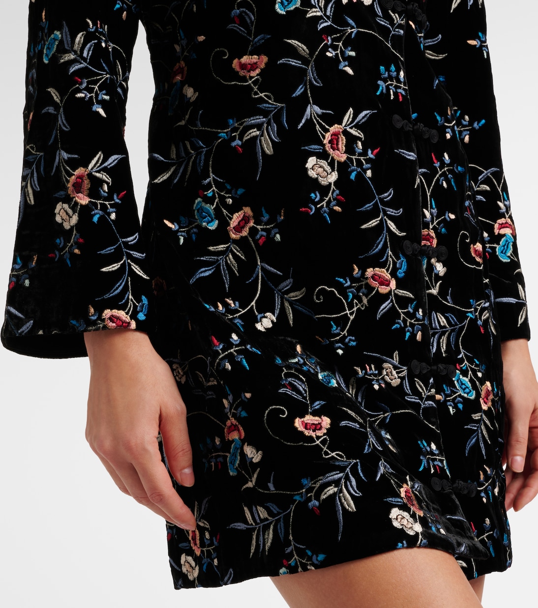 Vestido corto Delphina de terciopelo bordado | Rixo