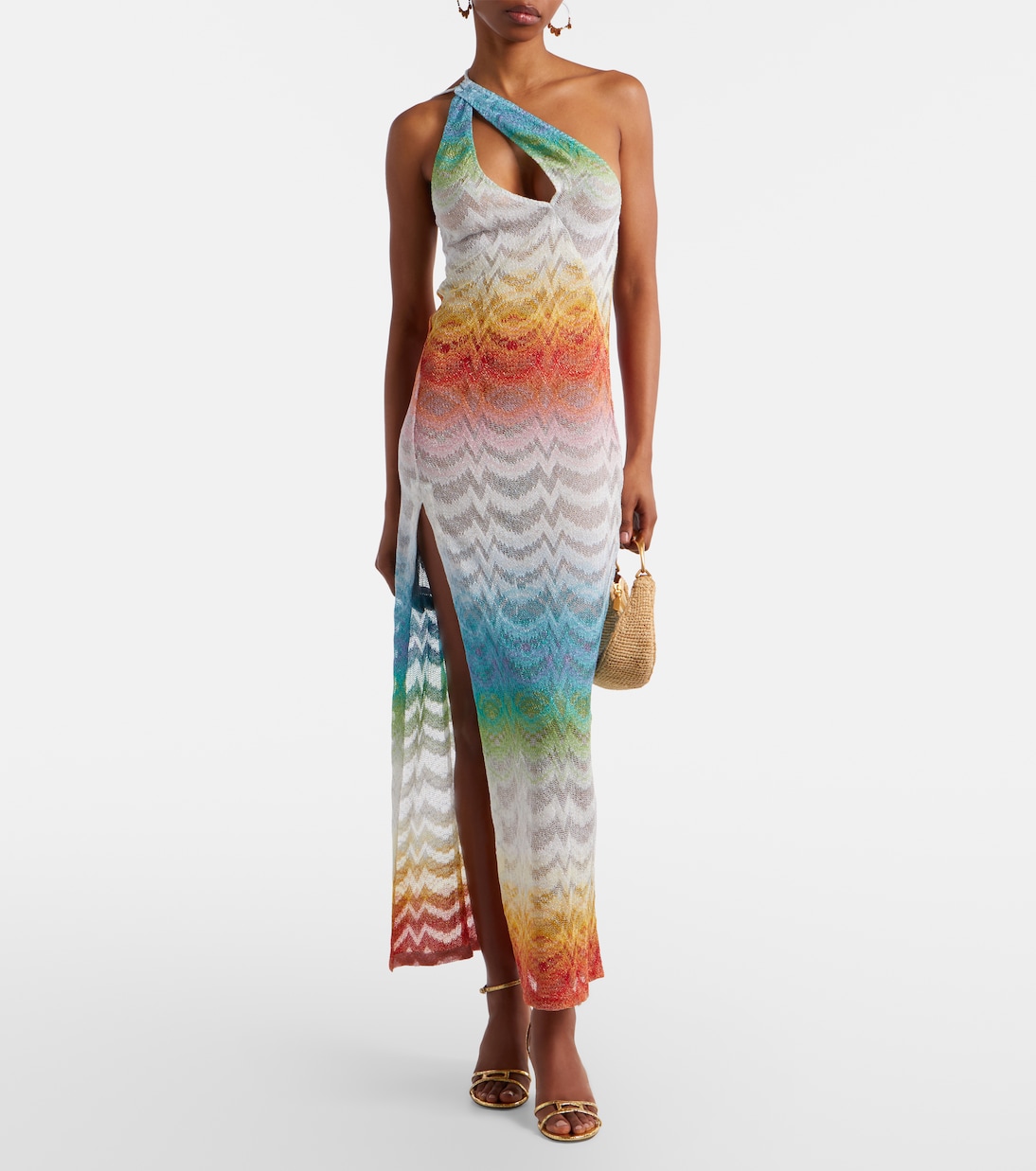 Maxikleid aus asymmetrischem Lamé | Missoni