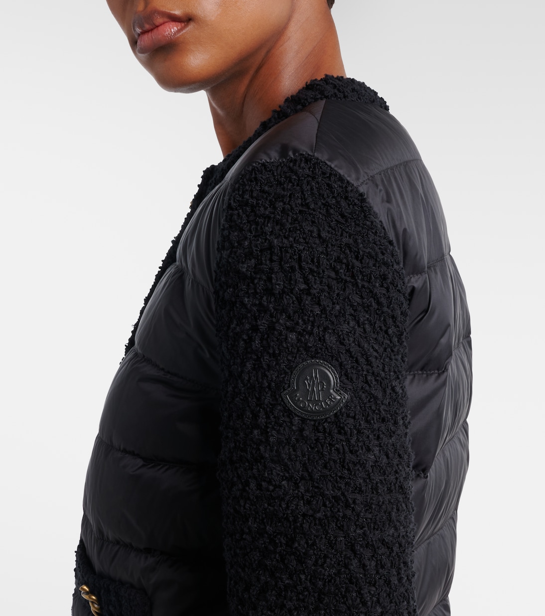Down-paneled bouclé-trimmed zip-up cardigan | Moncler