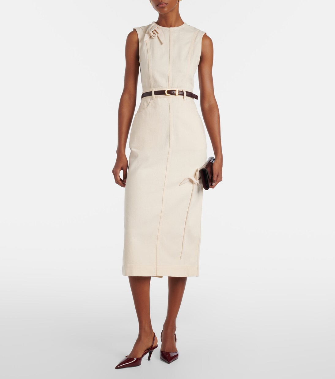 Floral-appliqué denim midi dress | Erdem