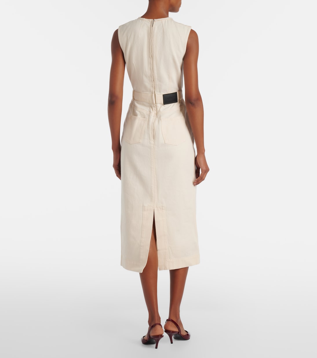 Floral-appliqué denim midi dress | Erdem