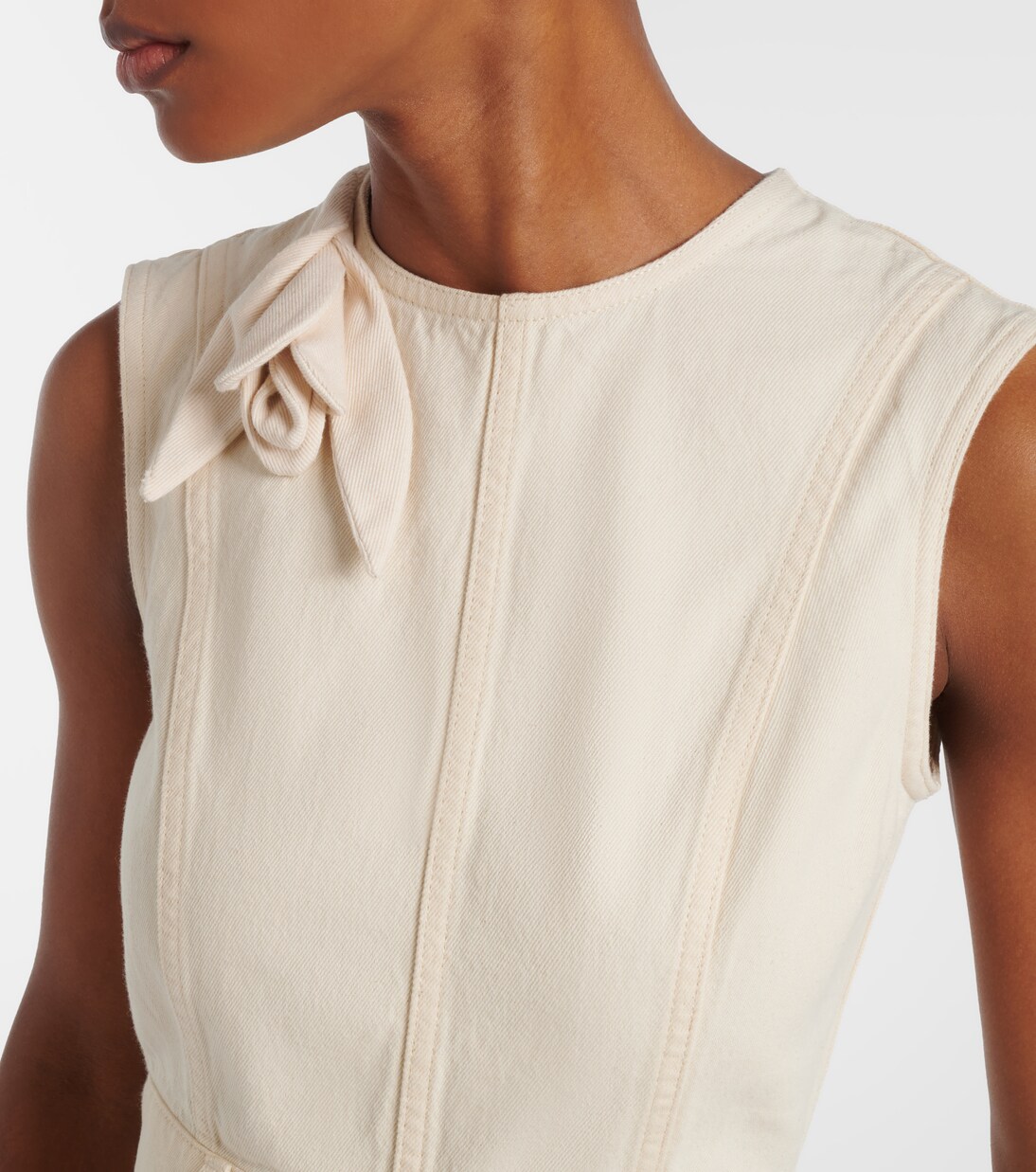 Floral-appliqué denim midi dress | Erdem