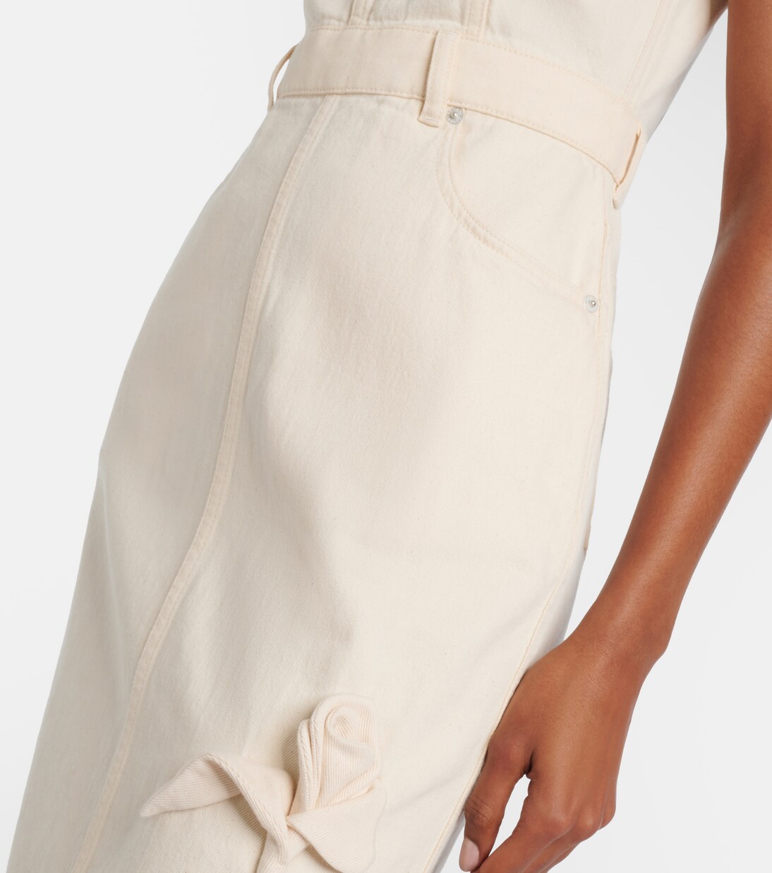 Floral-appliqué denim midi dress | Erdem