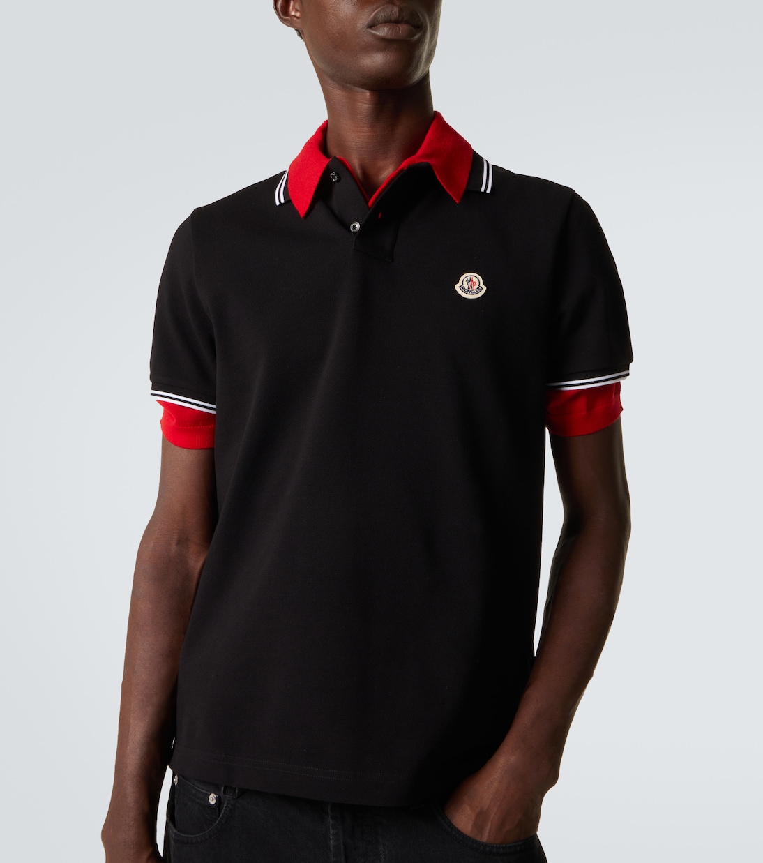 Polo de piqué de algodón con logo | Moncler