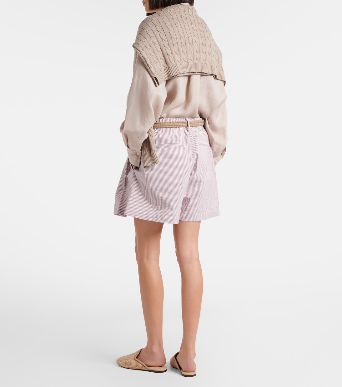 Bermudas en mezcla de algodón a rayas | Brunello Cucinelli