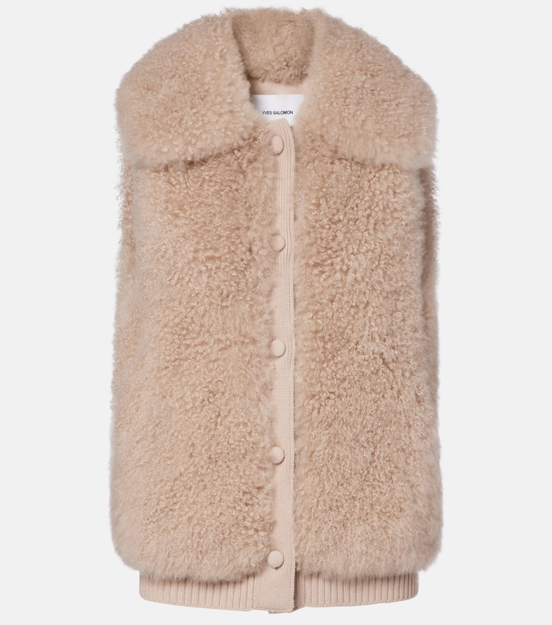Veste sans manches en shearling bordé de laine | Yves Salomon