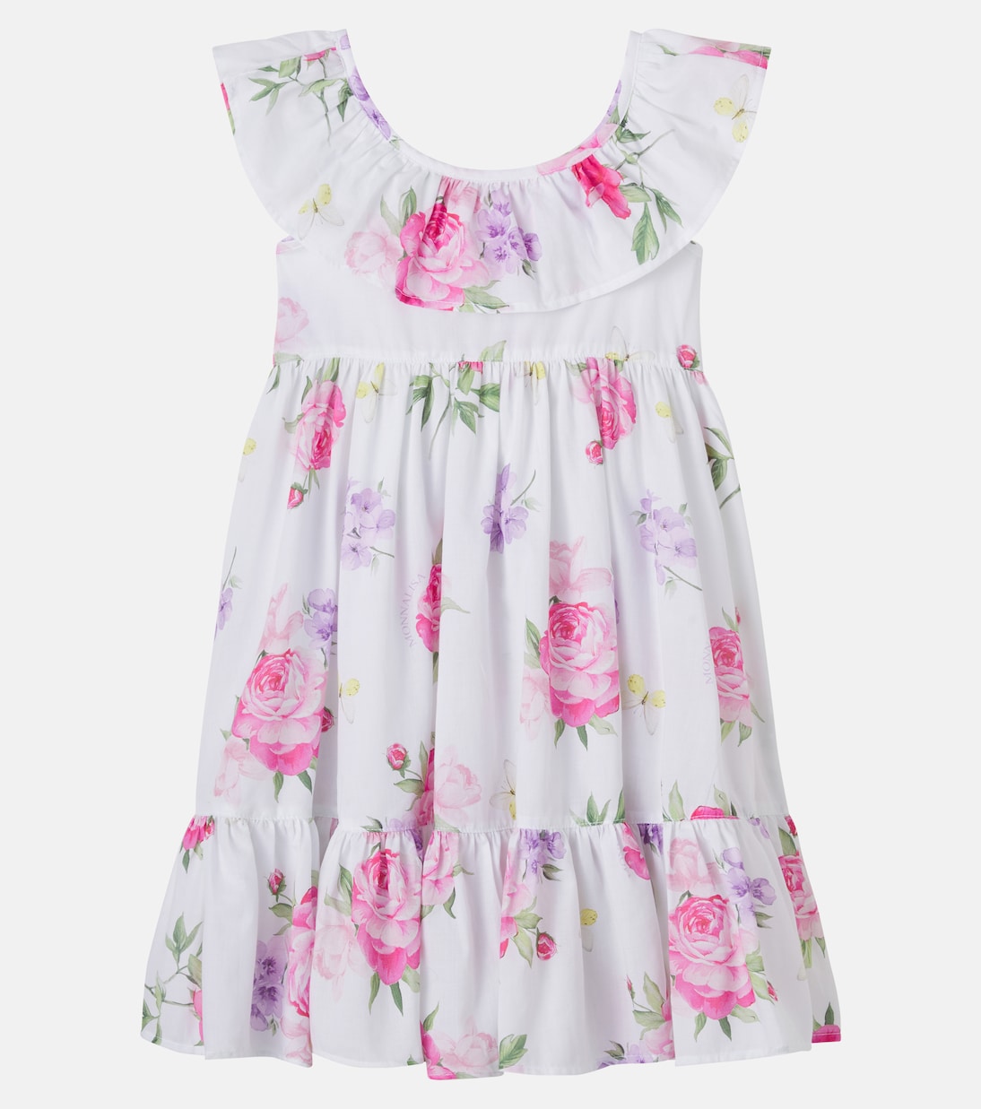 Floral tiered cotton dress | Monnalisa