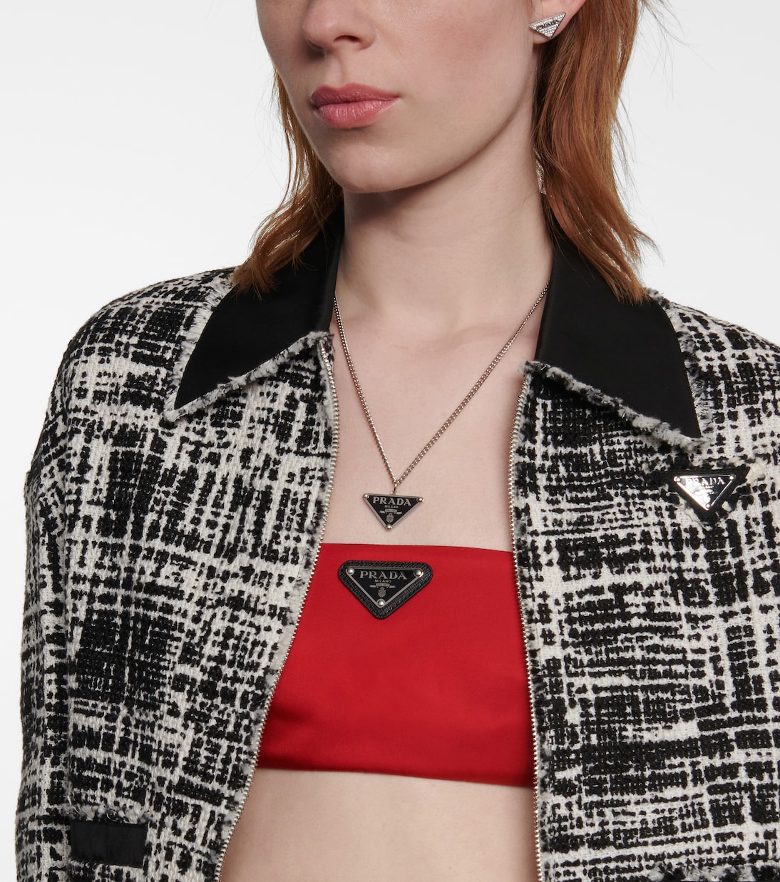 Orecchini in argento con zirconi | Prada