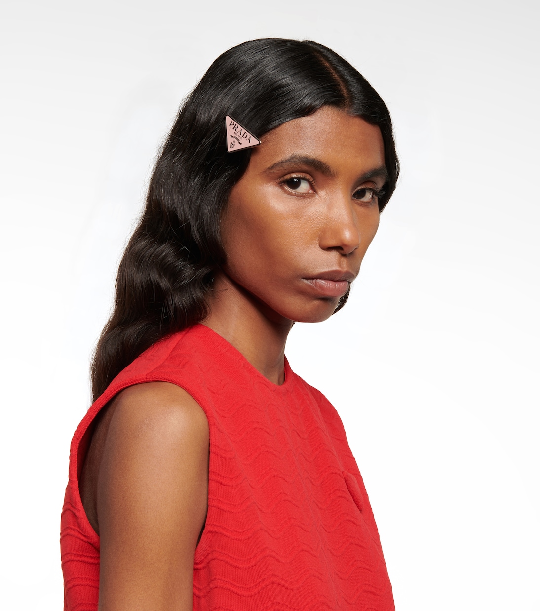 Set di 2 fermagli per capelli con logo PRADA, stile giovanile