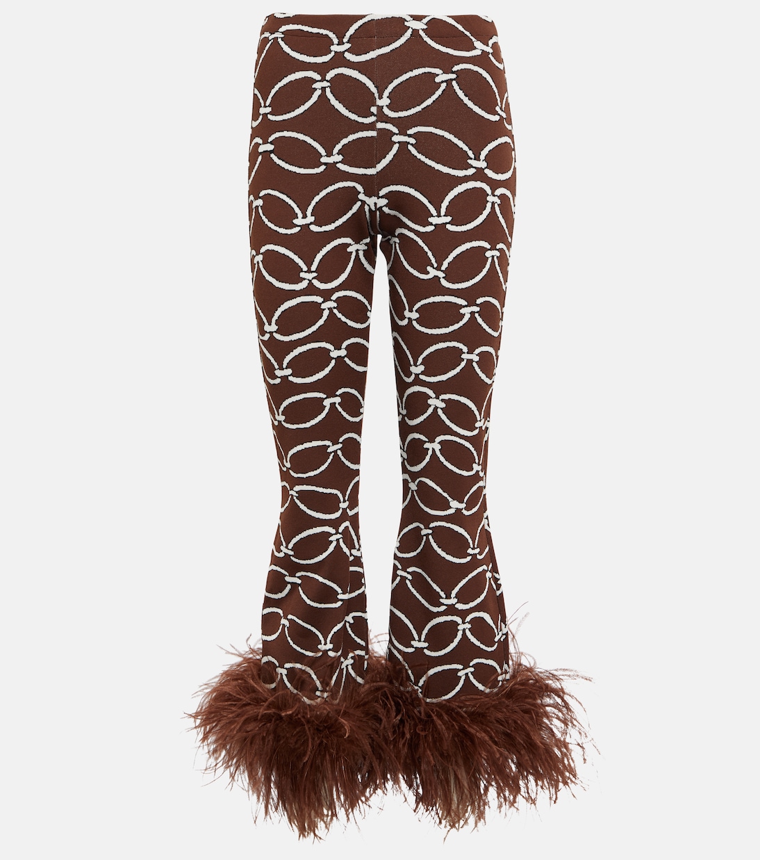 Feather-trimmed printed pants | Valentino
