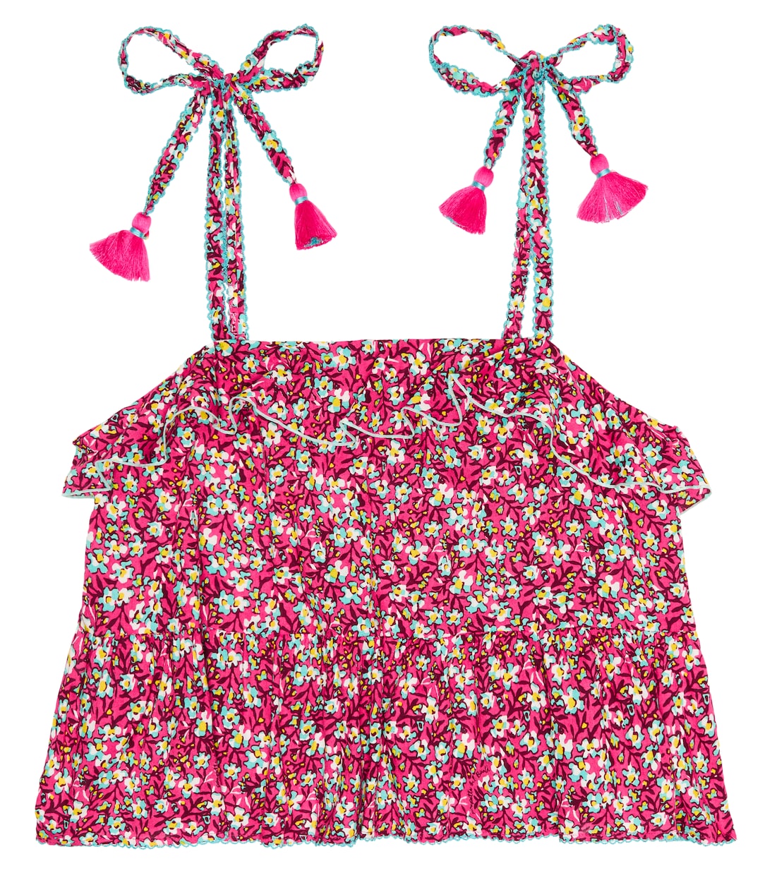 Ruffle-trimmed floral top | Poupette St Barth Kids